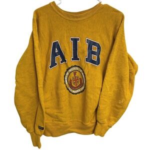 Vintage 90s Jansport AIB American‎ Institute of Business Sweatshirt Yellow M